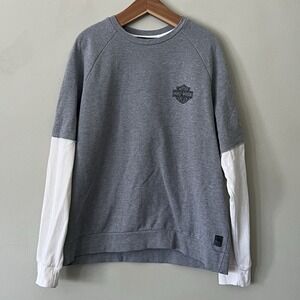 Harley Davidson Ribbed Knit Long Sleeved T-shirt Slim XL‎ Stay Fast Biker Skull